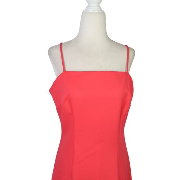 Vintage 90s XOXO coral orange square neck mini party dress 9 - Picture 2 of 6